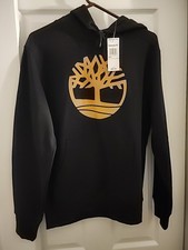 NWT Timberland Core Tree Logo Pullover Hoodie Men  s Black/Wheat Regular Size S