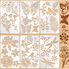 6 Pcs Mixed Metal Stencil Wood Stencil Templates Stencils for Journaling Burning