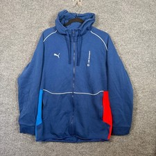 Puma BMW Motorsport Sweatshirt Mens Large Blue Full Zip Up Hoodie Series Racing