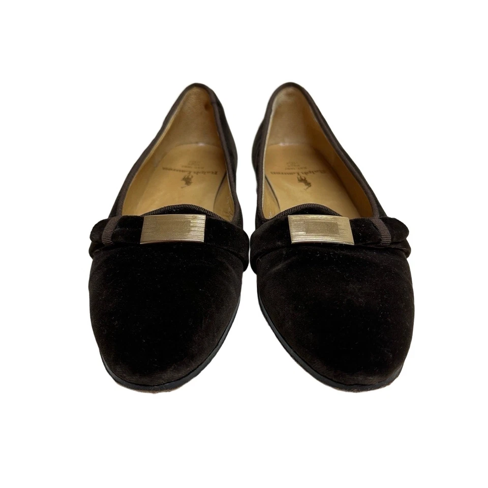 De Colección Ralph Lauren Mujer 7.5 Marrón Terciopelo Mocasín Zapatilla Dorado Herrajes Preppy Foto 3 de 4