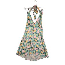 Wild Fable Green Floral Halter Smocked Mini Dress Women's Size M