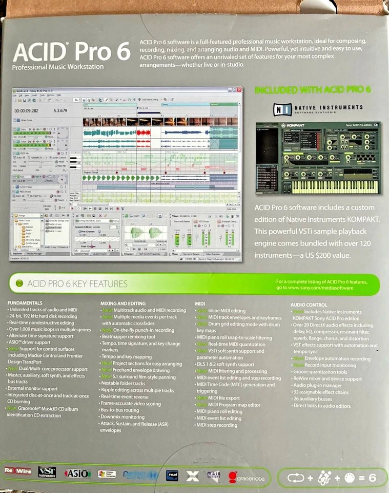 Программное обеспечение Sony ACID Music Studio 6.0 с руководством по быстрому запуску и установочным диском - Изображение 4 из 4