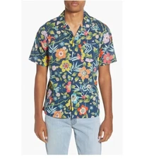 Todd Snyder Liberty Tropical Print Oversize Navy Floral Camp Casual Shirt XL