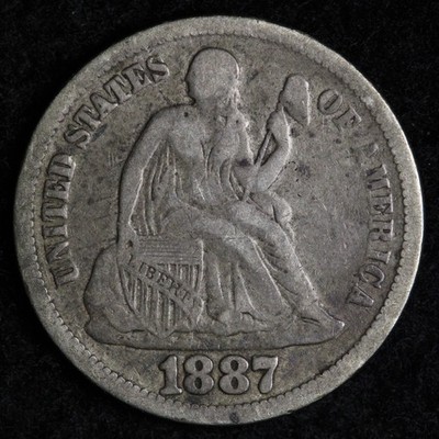 1887 Seated Liberty Silver Dime VF E278 KOCN | eBay
