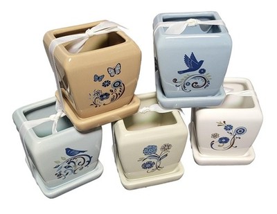 Herbs Planter Pots 5-Pack Ceramic Cactus Flower Pot Garden Decor Seed Starters