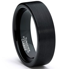Tungsten Carbide Men's Black Wedding Band Ring 7MM Sizes 5 to 15