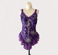80s Fredericks Of Hollywood Purple Sheer Lingerie Camisole Set