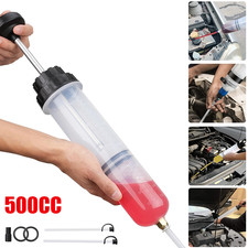 Car 500CC Fluid Filler Extractor Syringe Fuel Oil Brake Coolant Garage Tool Kit