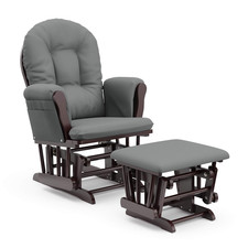 Premium Hoop Glider & Ottoman Espresso/Gray Gold Certified Nursery Glider