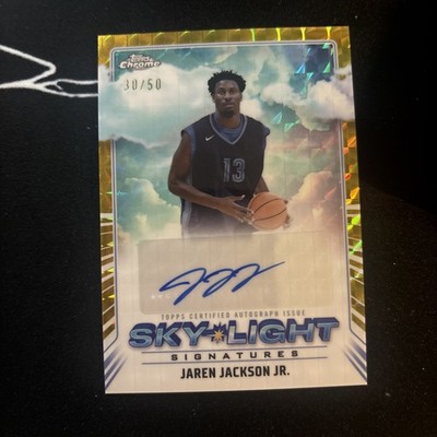 Jaren Jackson Jr 2024-25 Topps Chrome Basketball Sky Light Gold Auto /50 Memphis