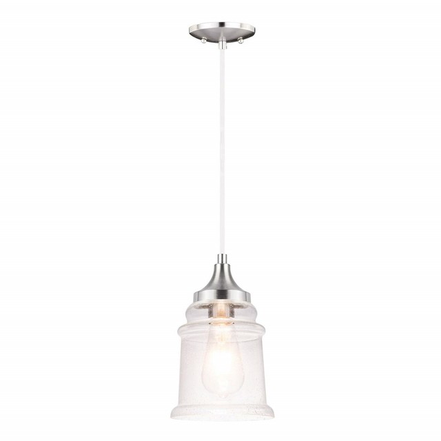 Brushed Nickel Mini Pendant Light Fixture Hanging Glass Clear