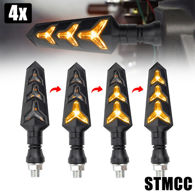 4PCS Universal Flowing LED Motorcycle Turn Signals Light Indicator Tail Lights