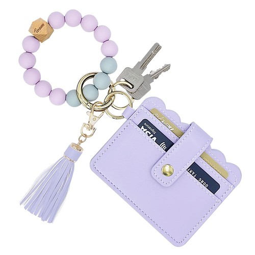 Keychain Wallet Wristlet Small Credit Card Holder Bracelet Key Chain Purse Bangl