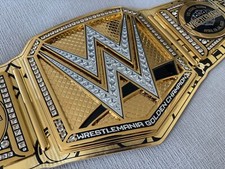 Autographed WWE WrestleMania 41 Golden Championship Title Belt - Roman Reigns