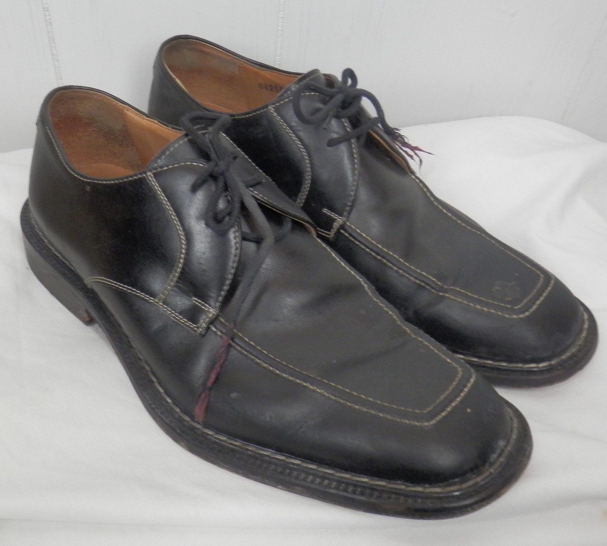 Bachrach mens black leather lace tie dress shoes Loafers 