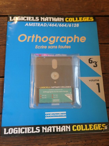 Jeu Amstrad CPC 6128 - Orthographe : Ecrire Sans Fautes Volume 1 - Cedic Nathan - Bon État