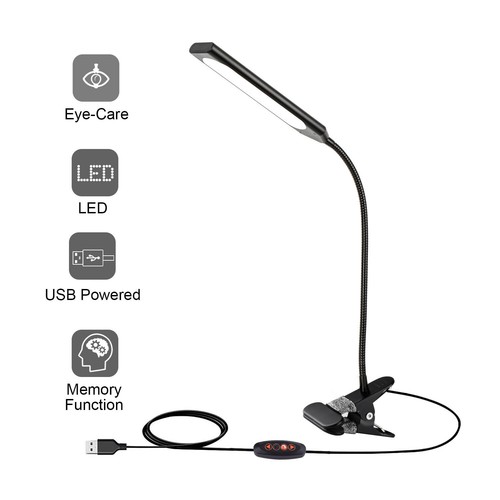 Flexible LED USB Clip On Desk Lamp Dimmable Memory Bed Reading Table Study Light - Picture 5 of 12