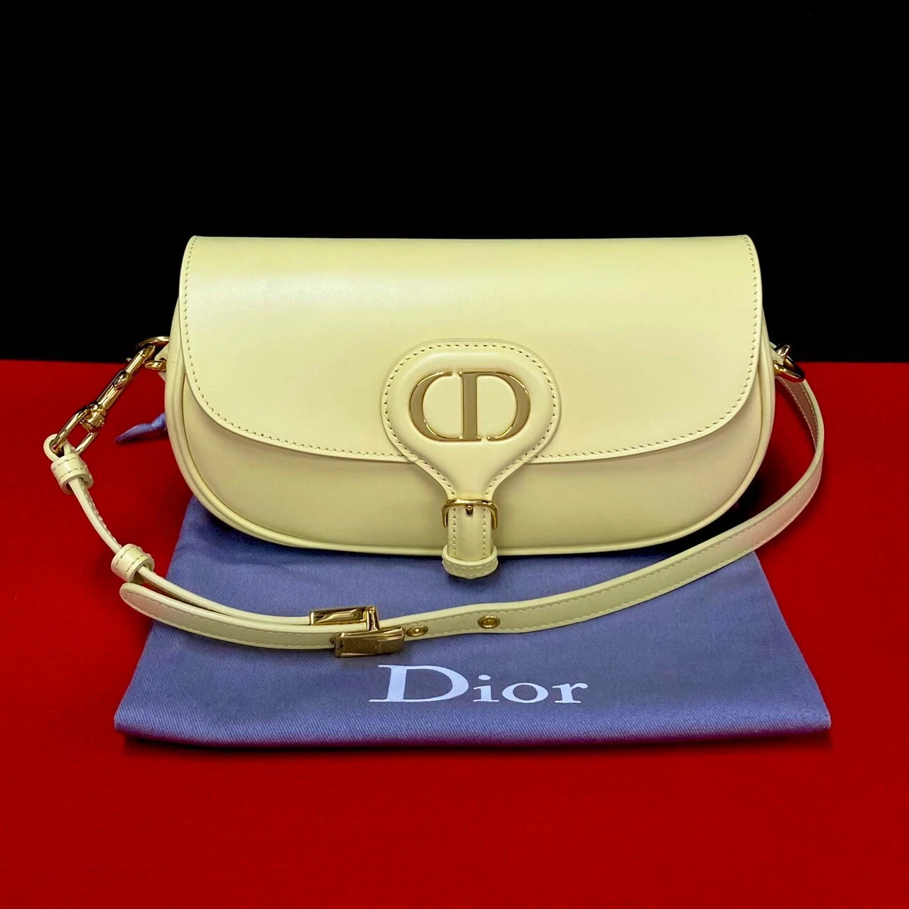 Christian Dior bobby est ouest sac bandoulière boîte écharpe cuir jaune 20749