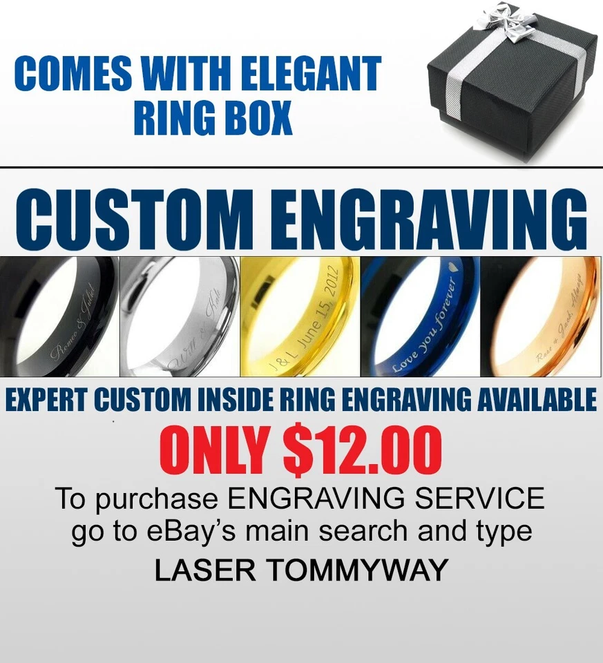 Anillo de boda de carburo de tungsteno negro ópalo azul con hoja de lámina de oro de 24K Foto 4 de 4