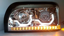 LH Chrome Headlight w/ LED Turn Signal & Light Bar For Freightliner Century