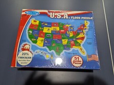 Melissa  Doug USA Map Floor Puzzle 51 pcs 2 x 3 feet brand New sealed in box