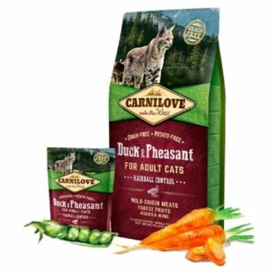 Carnilove Duck & Pheasant Dry Cat Food Grain Free Complete Hairball Control