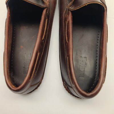 ET Wright Mens Brown Leather Loafers Slip On Shoes Boat Size 