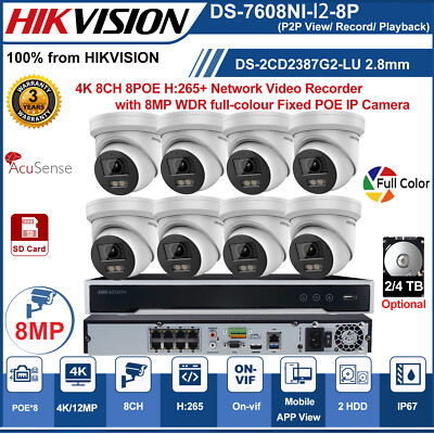 Hikvision 12MP 8CH 8 POE CCTV Systems 4K 8mp ColorVu MIC AcuSense IP CAMERA lot