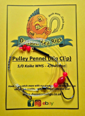 Pulley Pennel Meeresangeln Rigs 4er Pack Koike WMS Pennel Haken Strand UK