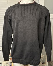 Columbia Sweater Men XL Pullover Dark Gray Ribbed Cable Knit Long Sleeve Logo M9