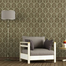 Pfauenfeder Wandschablone Allover Schablonen f&uuml;r einfache schablonierte Wand DIY Deko