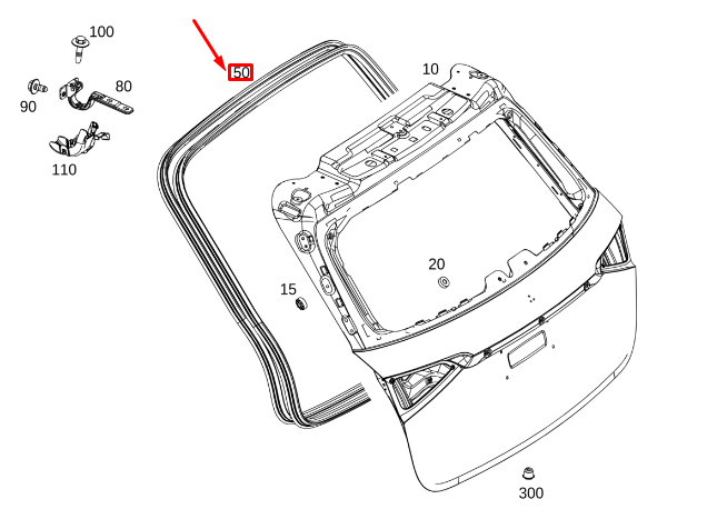 MERCEDES-BENZ GLE W167 Rear End Door Seal A1677408300