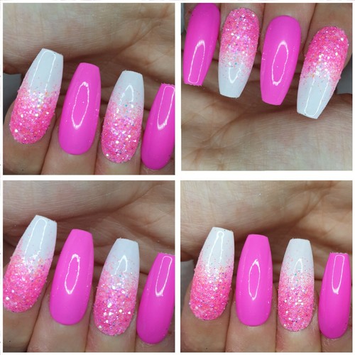 New Hot Pink And Glitter Ombre Nails Extra Long Coffin X Press On Nails Ebay New Hot Pink And Glitter Ombre Nails Extra Long Coffin X Press On Nails Ebay