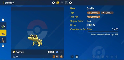 Pokemon Scarlet & Violet 6IV Shiny Sandile Max EVs