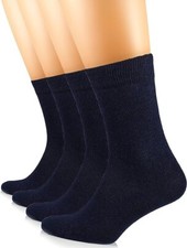  8 PAIRS  x HUGH UGOLI WOMEN'S CREW ECO-FRIENDLY COTTON SOCKS NAVY BLUE 6-9
