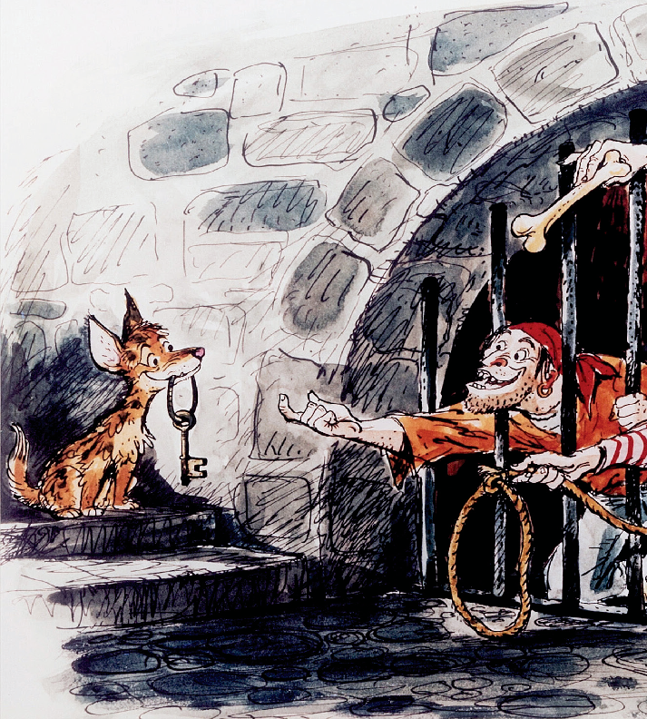 Pirates of the Caribbean Jail Cell Dog Key Drawing Marc Davis