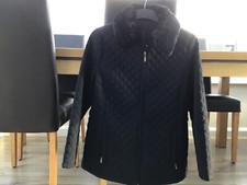 Womens Bc Clothing Black 3 In 1 Quilted Jacket Detachable Fur Collar Size Medium