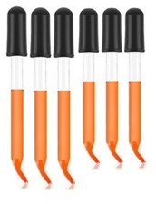 Set of 6 pc Essential Oils Medicine Art Eye Glass Pipette Dropper 3" 4" Curved