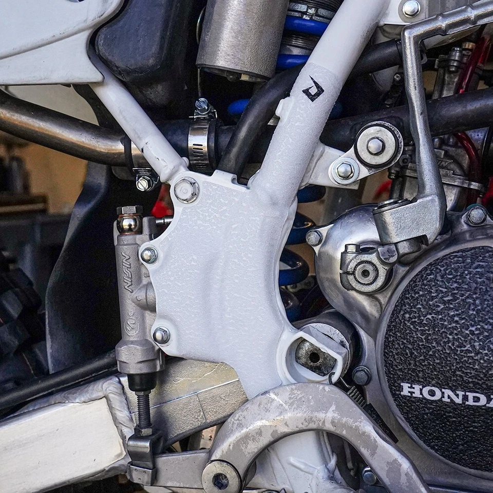 Protectores de cuadro blancos Honda CR80 1996-2002 agarre cinta protectores CR 80 CR80R CR80RB Foto 2 de 4