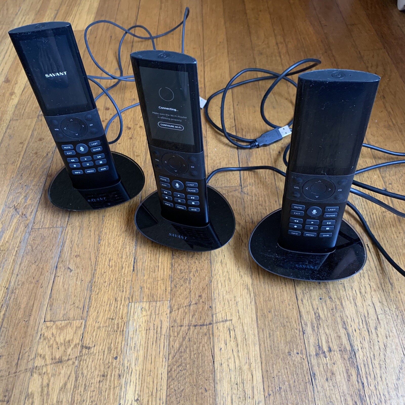 Lot of 3 Savant Pro REM-1100 Remotes and Bases - AS-IS/Parts Repair - GC-5242