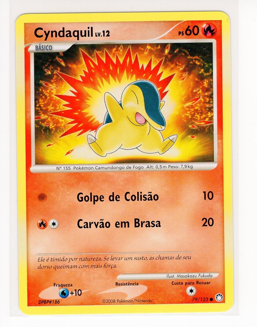 ~PT~ PORTUGUESE Cyndaquil 79/123 D&P Mysterious Treasures Pokemon Card (PE1)