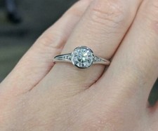 1.00 Ct Round Cut Solitaire Bezel Set Engagement Ring, Channel Set Wedding Ring