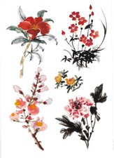 Temporary Tattoos Large Arm Body Waterproof Sticker Removable Flowers Set of 2 