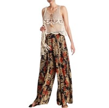 Raga Island Fever Floral Wide Leg Boho Pants Sz S