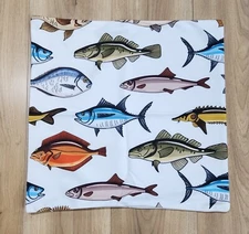 Fish Themed Square Pillow Case, Very Soft, Full Zipper Closure, CASE ONLY