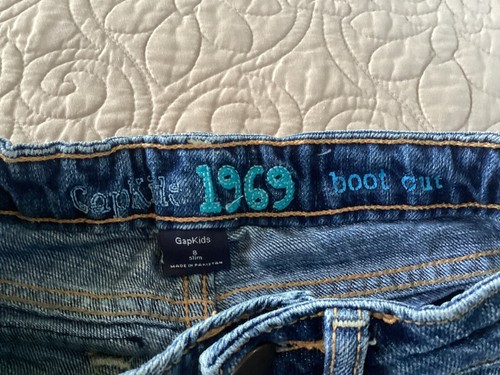 Girl's GAP Kids 1969 Jeans Boot Cut Size 8 Slim Adjustable Waist Medium Wash - Picture 8 of 16