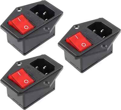 3Pcs AC-14-F16A Switch Power Socket 10A Fuse Three in One Switch Power Socket 