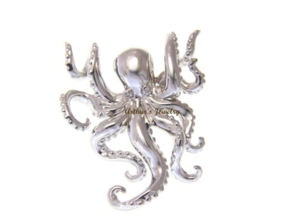 925 SOLID STERLING SILVER RHODIUM PLATED HAWAIIAN OCTOPUS CZ SLIDE PENDANT