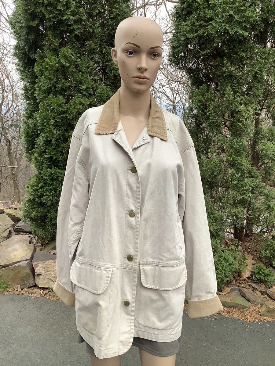 L.L. BEAN Beige Partial Lined Lightweight BARN CHORE JACKET w/ Pockets  Women's M | eBay
