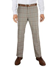 Tommy Hilfiger Men's Modern Fit Flex Dress Pants 33 x 32 NWT Gray Brown Plaid